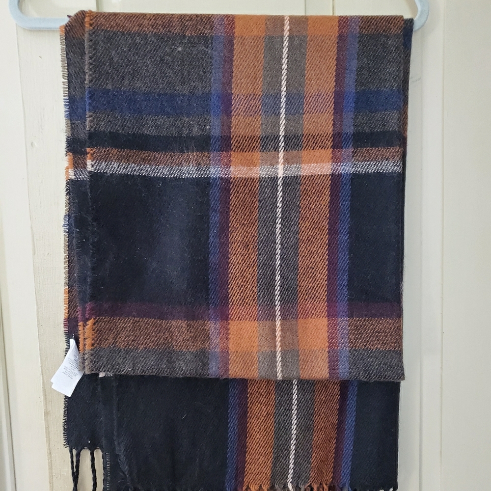 PRIMARK oversized scarf shawl in fall orange plaid